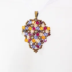 Pendant 40cm - Malvina Grapes-Violet Organza - Pendant 40cm - Laiton bronze